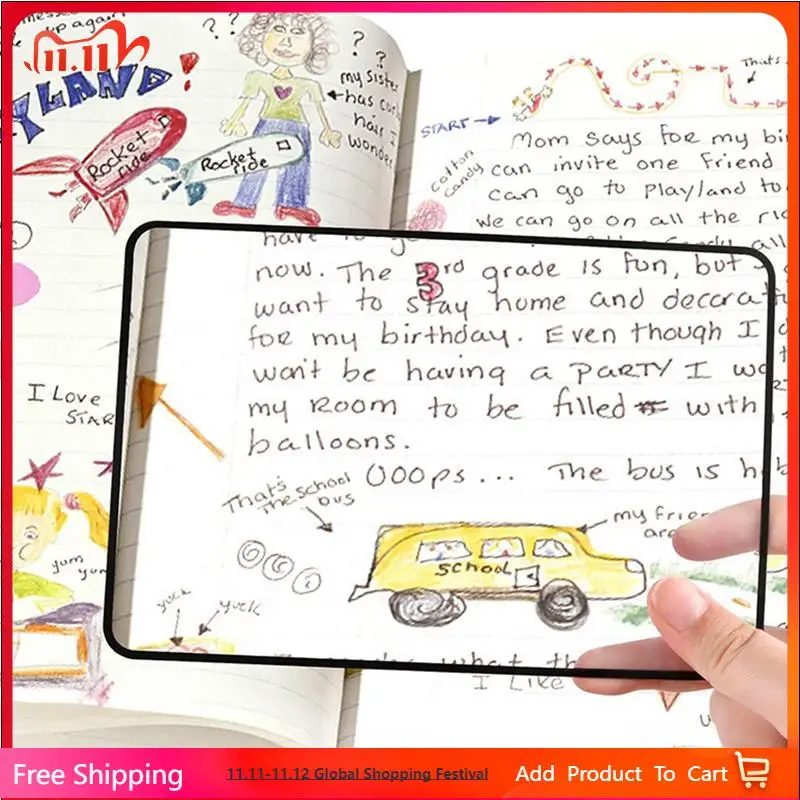 

A5 Ultra-Thin Magnifying Glass Light with Full Page Large Sheet Magnifier 3X Book Page Magnification Loupe for Reading And Close