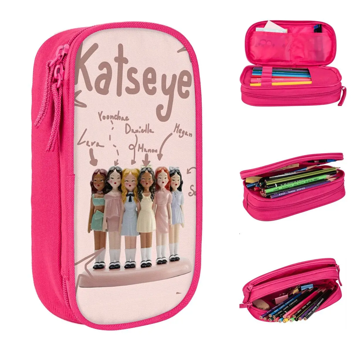 

Веселый пенал Katseye Kpop Idol, пеналы в корейском стиле, коробка для ручек, детские большие сумки для хранения, школьные подарки, канцелярские принадлежности