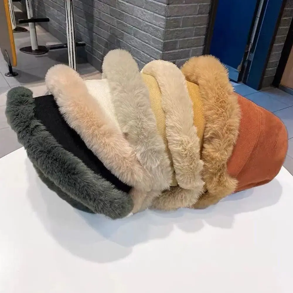 في الهواء الطلق فو الفراء أفخم قبعة بحافة بالإضافة إلى المخملية الدافئة بنما قبعة الشتاء لينة صياد قبعة المرأة