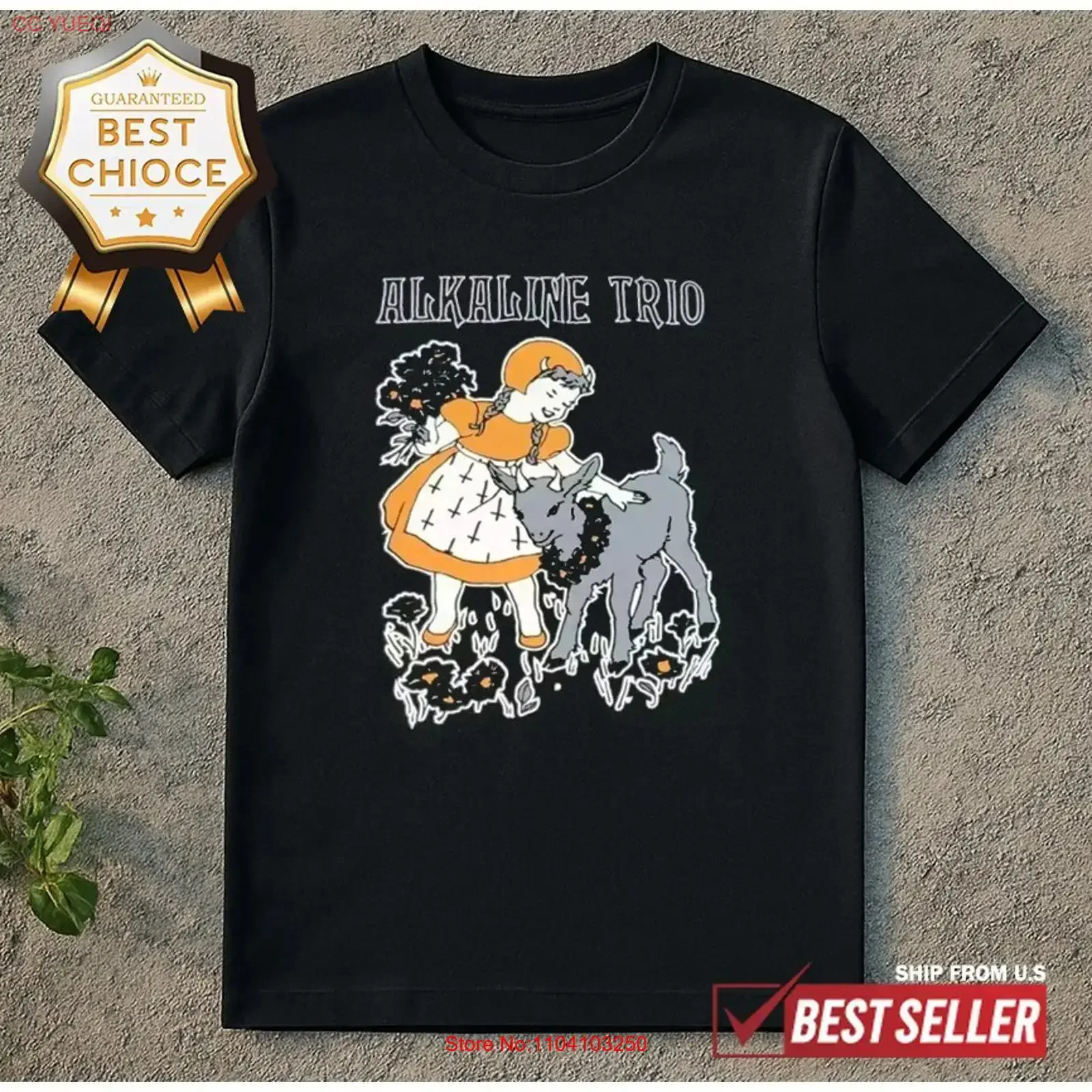 Alkaline Trio Goat Girl Cotton T Shirt 5DS0921 vintage Washed Top For Everyday Wear streetwear Slightly designer clothes Casual