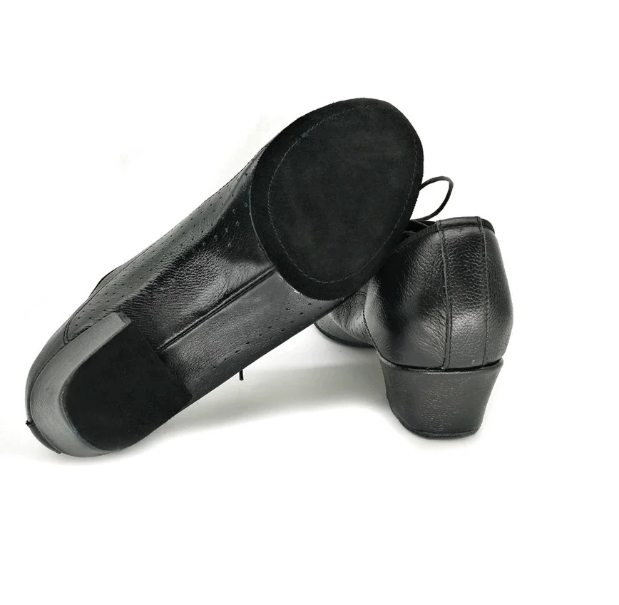 New men cowhide Latin dancing indoor leather sole dance shoes jazz dance performance shoes, hollowed out leather shoes