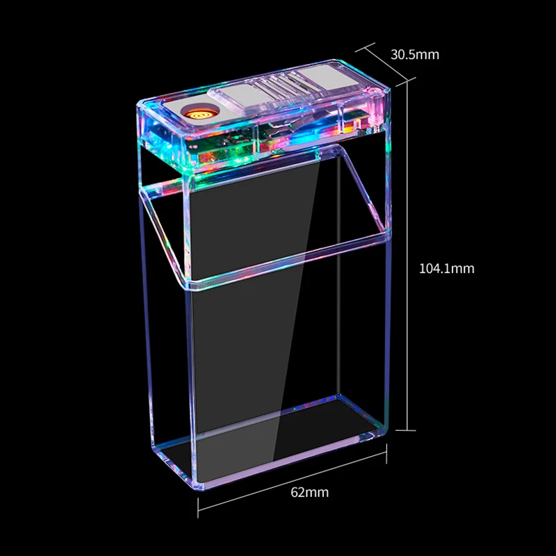 The Whole Package Transparent Light Cigarette Case Charging Lighter Cigarette Case Two-in-one Multi-functional Cigarette Set