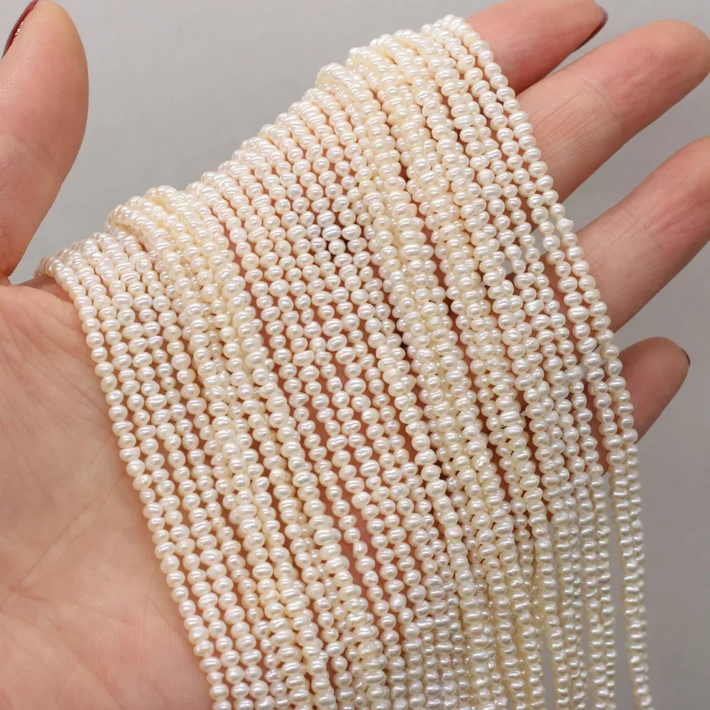 High Quality 100% Natural Freshwater Pearl Potato Shape Beads White Purple for Jewelry Making Bracelet Necklace Size 2-2.5mm