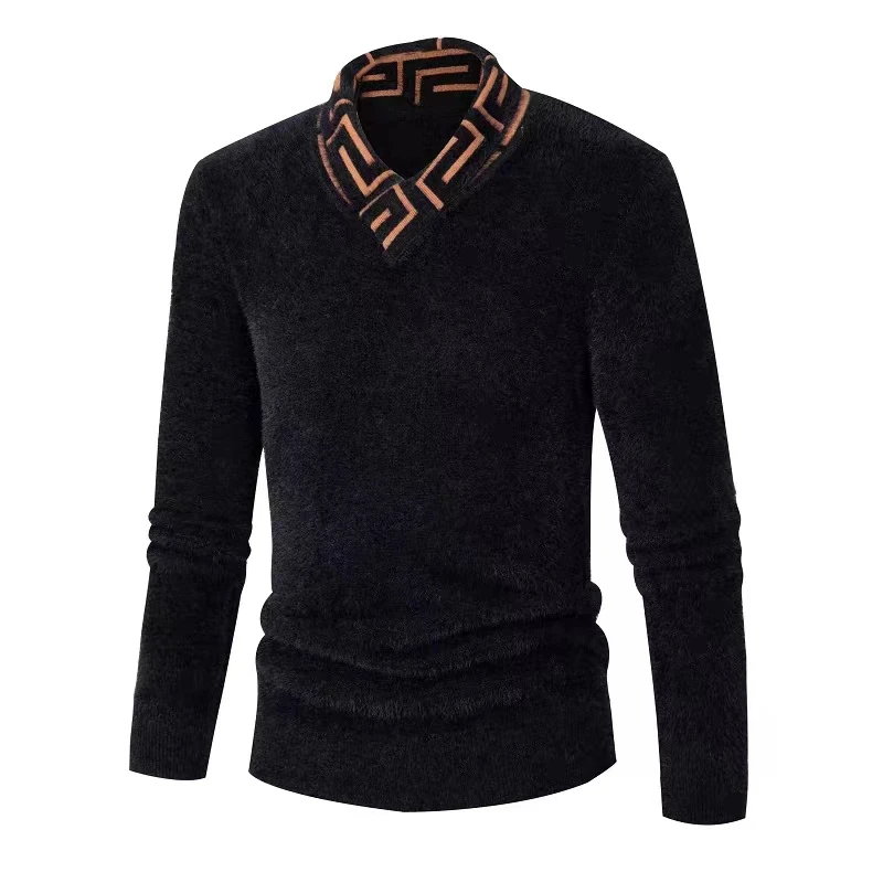 Autunno e inverno nuovi uomini Golf manica lunga giacca sportiva Outdoor caldo mezzo collo alto maglione copertura Casual uomo peluche Top