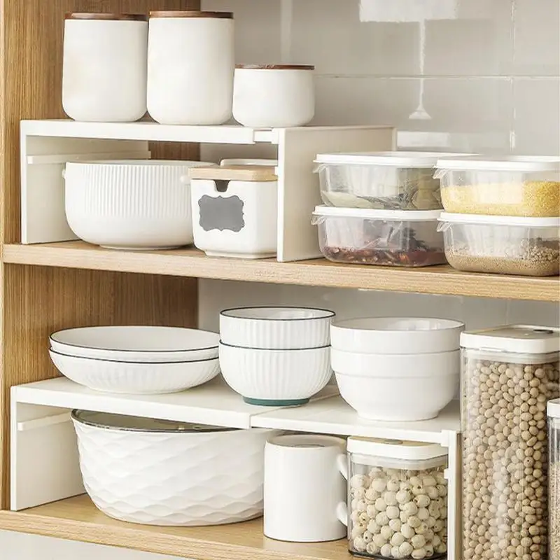 Armadietto espandibile Scaffale Organizzatore Armadietto salvaspazio a strati Scaffale impilabile Antiscivolo Leggero e resistente per riporre la cucina