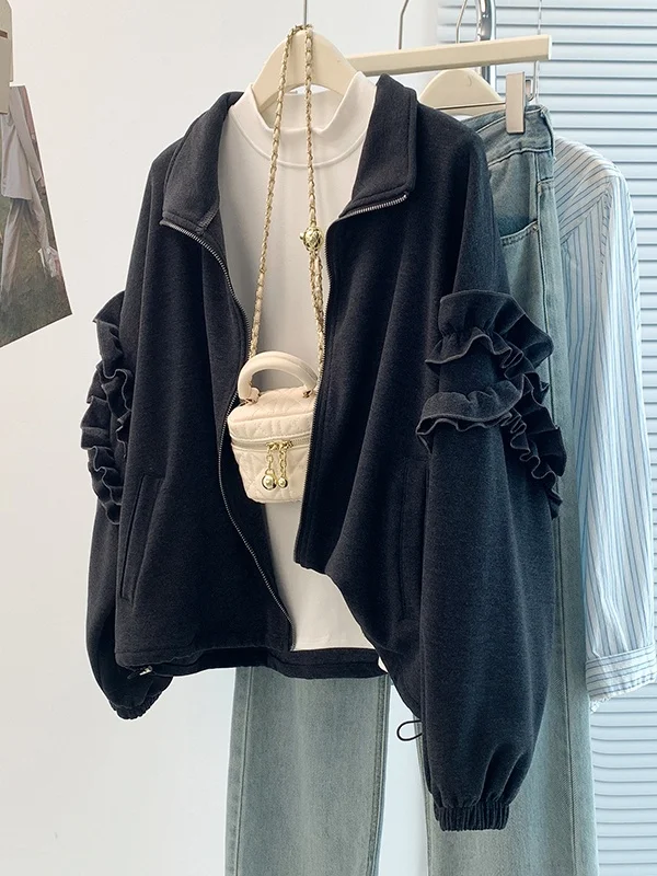 

Куртка-пальто из корейской ткани с молнией, осенне-зимняя новинка, повседневная верхняя одежда для женщин