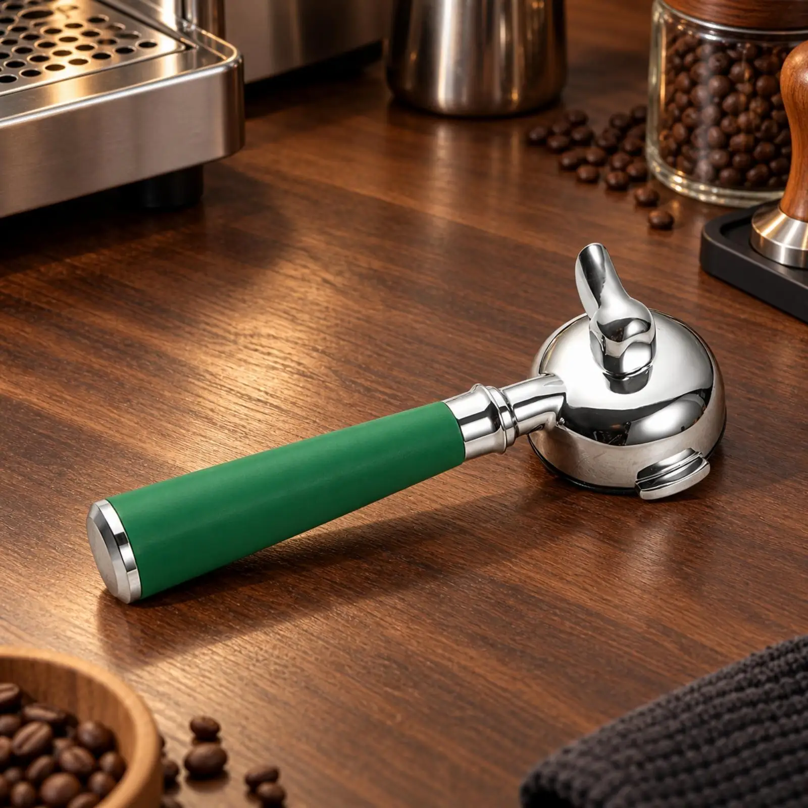 E61 58mm Coffee Portafilter with Round Basket Housing and Comfort Grip for Espresso Machine Use