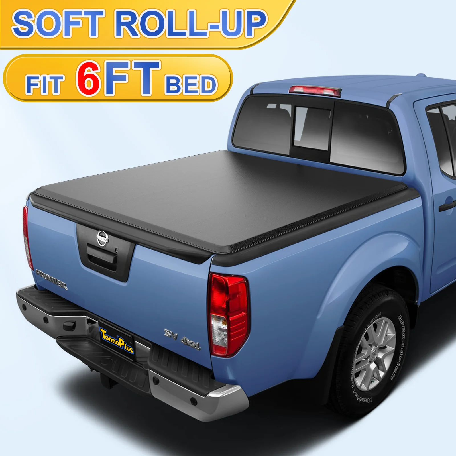 TonnePlus Soft Roll-Up Tonneau Cover Truck Bed Cover for 2005-2024 Nissan Frontier & 2009-2012 Suzuki Equator 6FT 6' 73.3