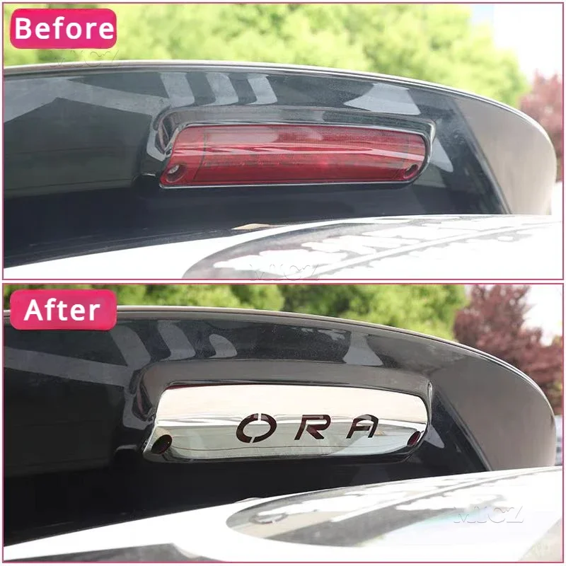 For GWM ORA FUNKY CAT EV 2022 2023 2024 Stainless Car High Brake Light Cover Rear Warning Lamp Frame Protector Trim Auto Styling