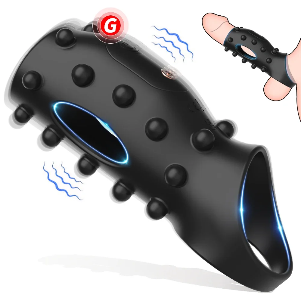 Vibrierende Penis Sleeve Cock Ring G-punkt Stimulieren Sex Spielzeug für Männer Frauen Penis Ring Vibrator Verzögerung Ejakulation Erwachsene Sex Spielzeug