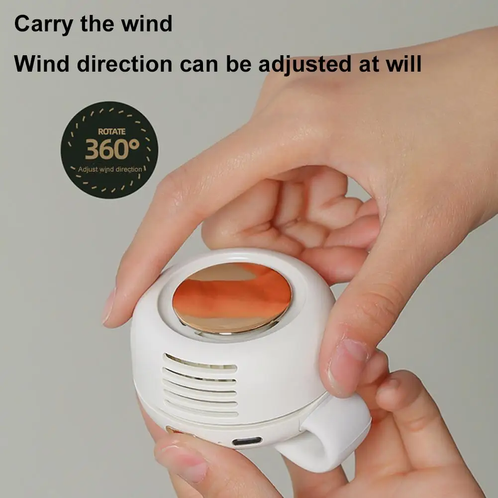 USB Hanging Neck Fan Portable Mute Mini Clip Hanging Waist Electric Fan 900mah Leafless Fan 3 Speeds for Outdoor Camping Fishing