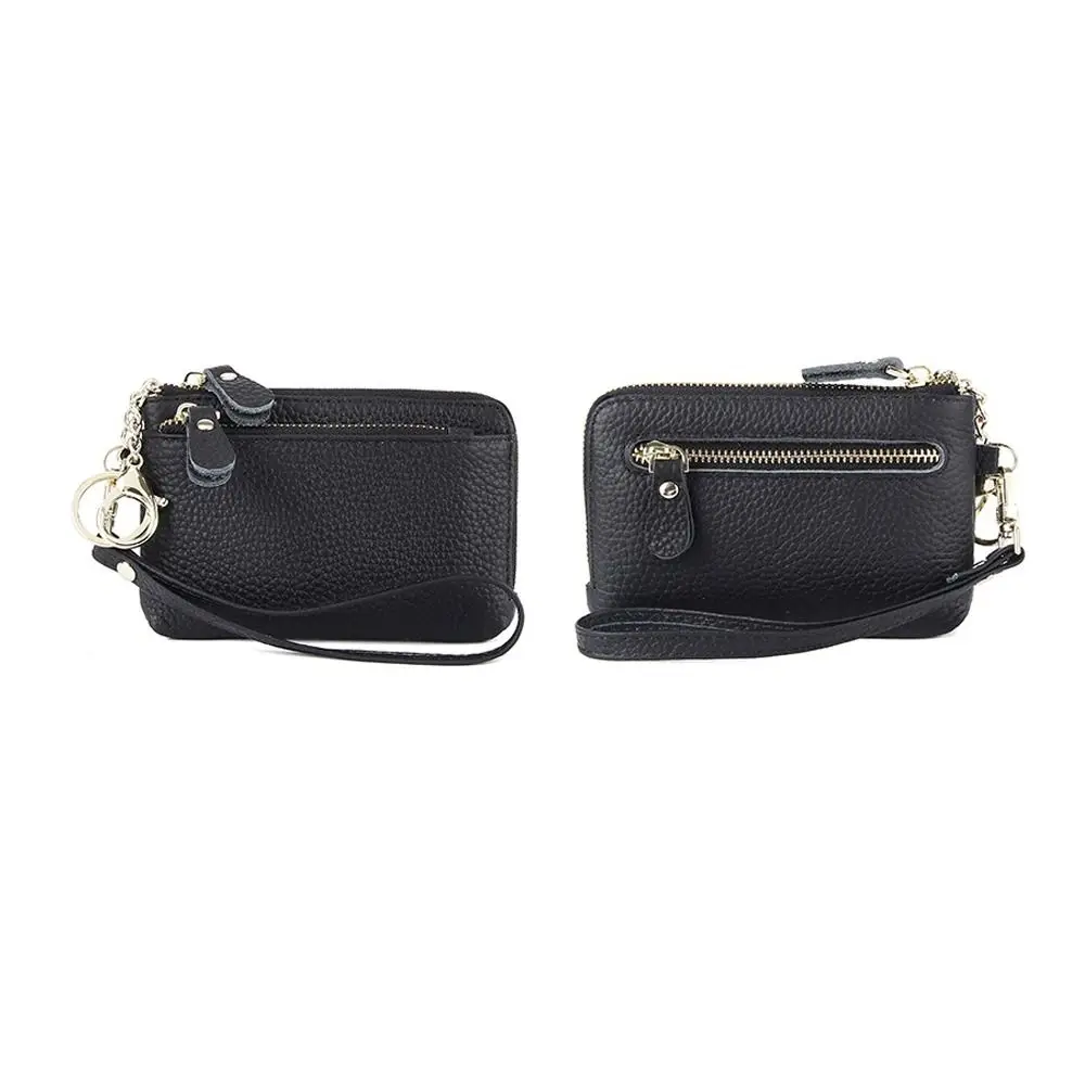 Fashion Cowhide Women Wallets Multi Functional Multi Card Slots Wallet Solid Color Zipper Purses