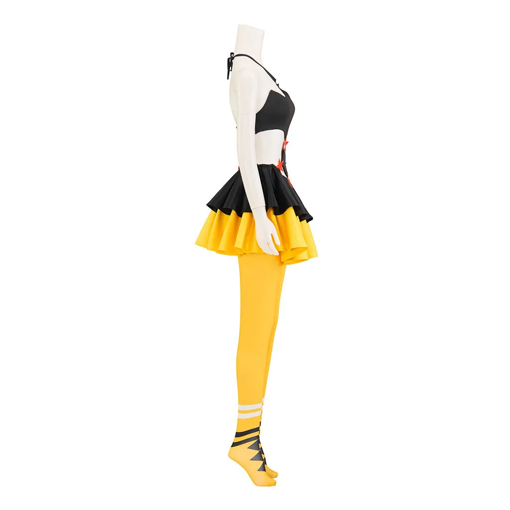 

Mimete Cosplay Costume Women's Yellow Skirts Top with Stocks Halloween Carnival Party Stage Dress