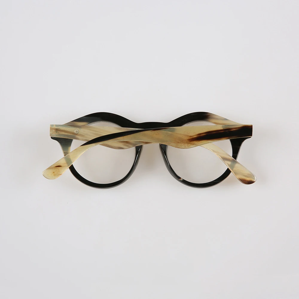 

Eyeglass Frames Retro Stripes Handmade Honey Black Horn Prescription Men Glasses Frames Round Vintage Optical Lenses Eyeglasses