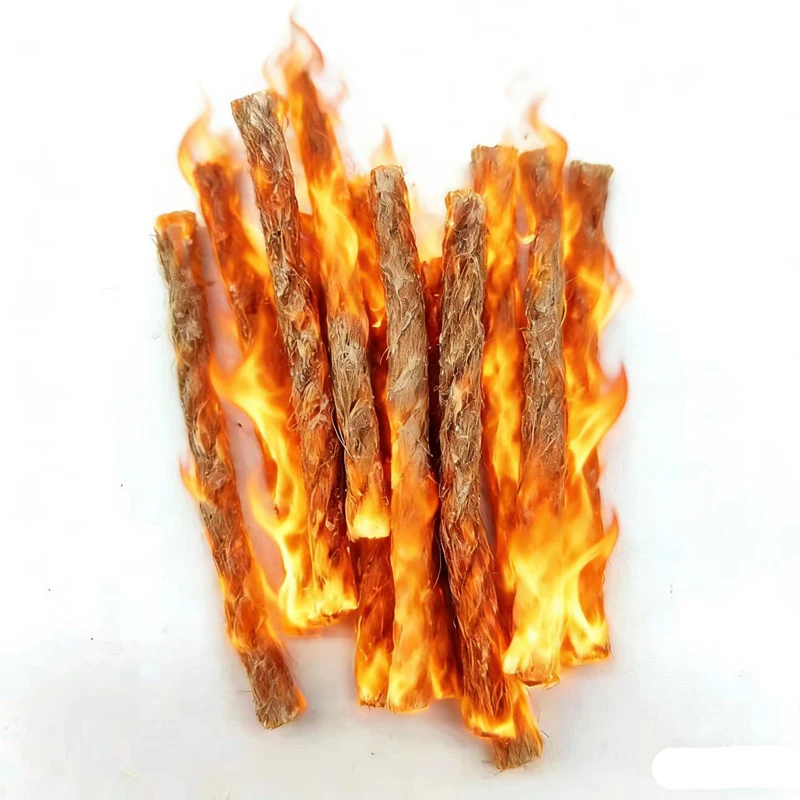 Winter Hemp Rope Fire Starter,Very Useful Auxiliary Warm Hiking Camping Tool Suitable for Campfires,Fireplace,Barbecue Stove
