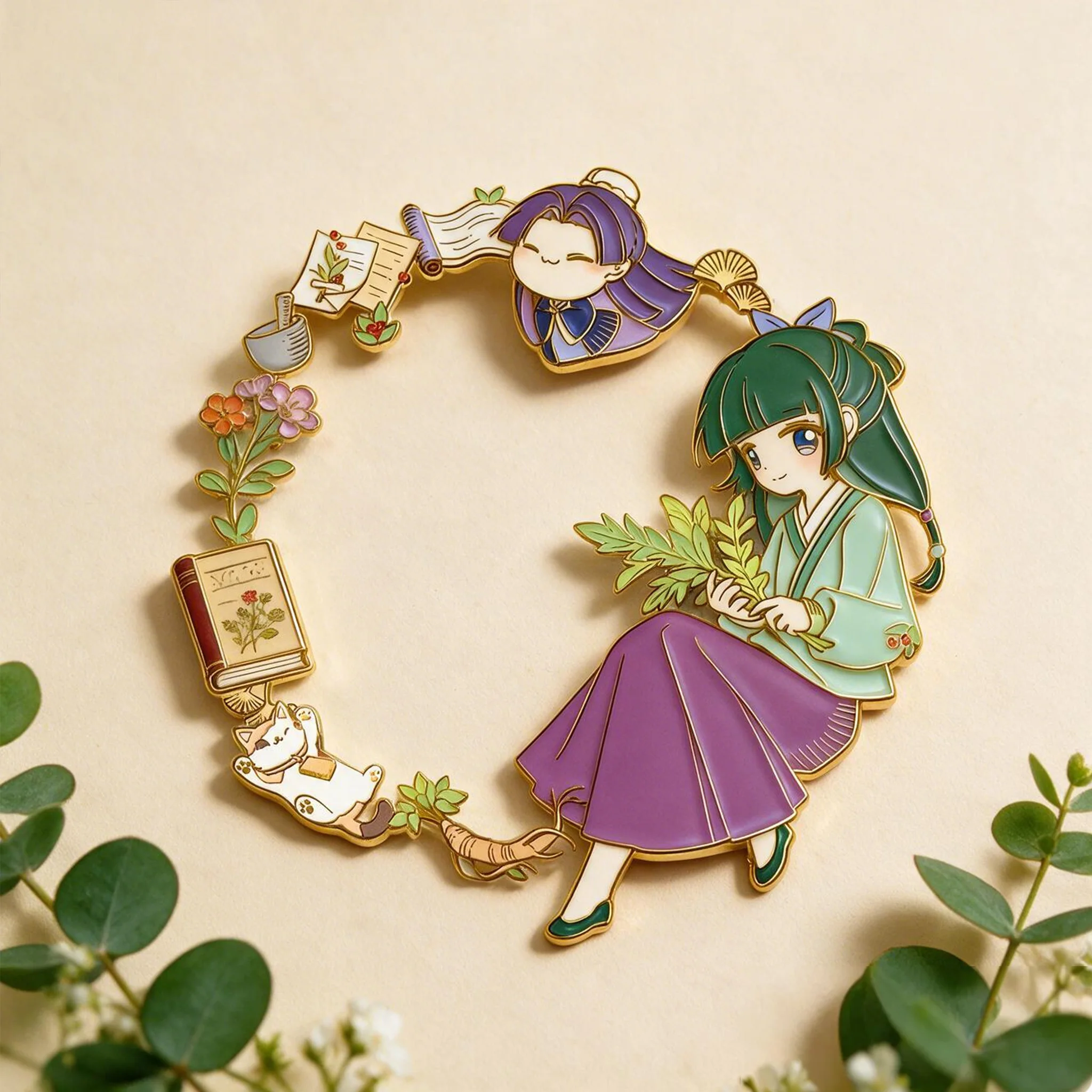 Putting them together is the complete Maomao&Jinshi  Enamel Pin