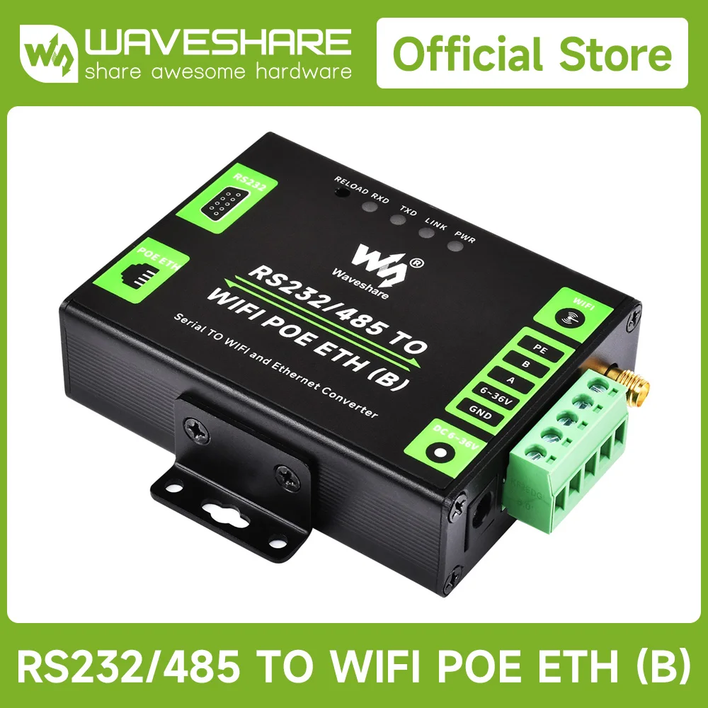 

Waveshare Industrial Grade Serial Server RS232/485 To WiFi And Ethernet, Modbus Gateway, MQTT Gateway, Modbus rtu to tcp