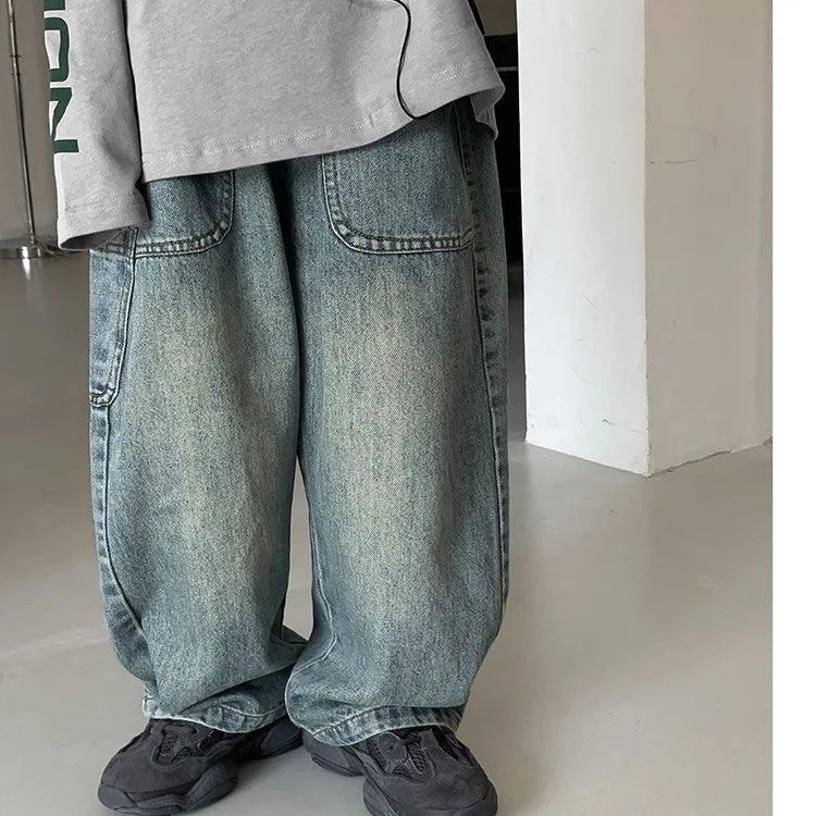 Frühling Herbst Kleinkind Jungen Denim-Hosen Baumwolle Anime-Muster Baby Jungen Jeans Lässige Weite Hosen mit Elastischem Bund für Kinder