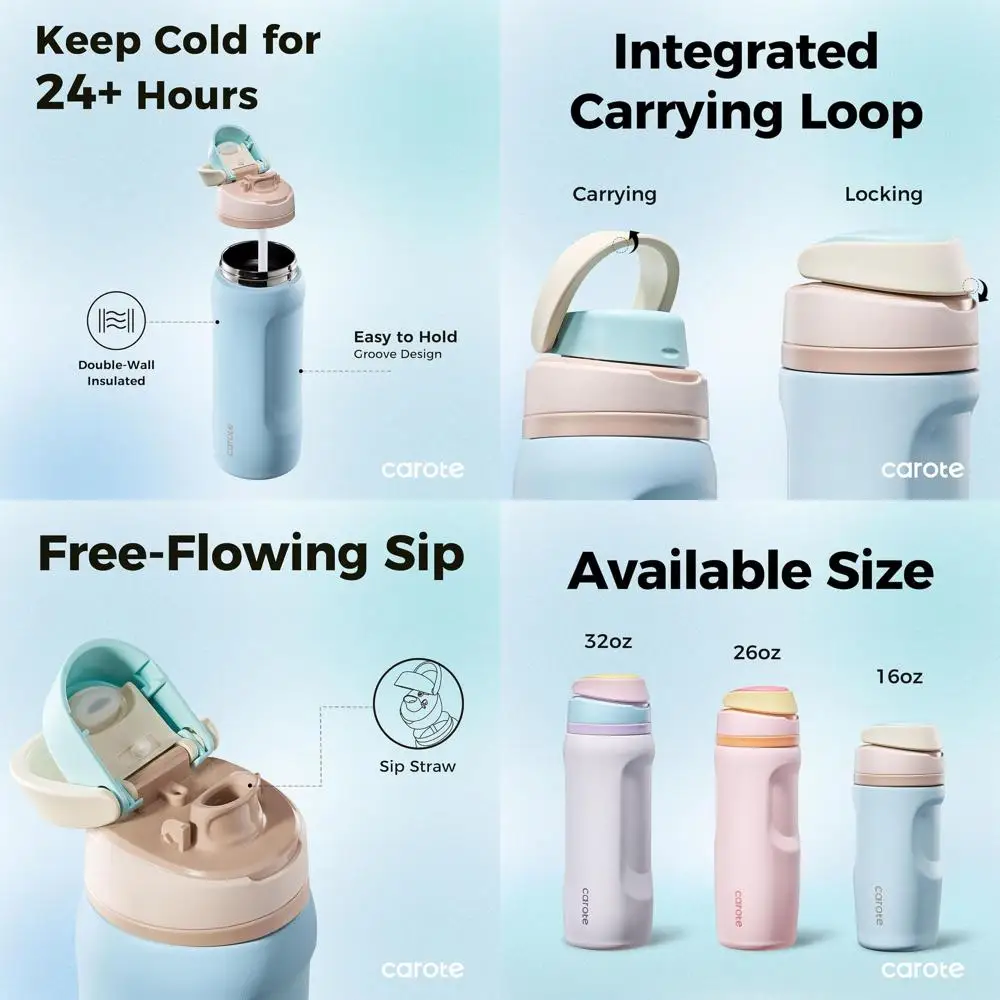 

Travel-Friendly 26oz BPA-Free Stainless Steel Water Bottle with Insulated Straw, Ideal for Sunshine Coast Adventures