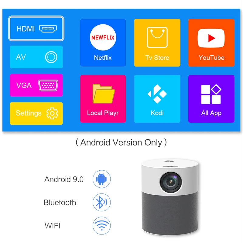 Touyinger-T9Aルーメンのミニポータブルホームシネマプロジェクター,フルHD,1080p,wifi,Android, 5500