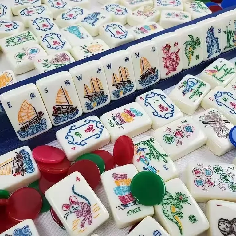 

Hot Mother Nature Acrylic American Mahjong Engraved Mahjong Tile Animal Pattern Table Game Casino Entertainment Mini Mah Jongg