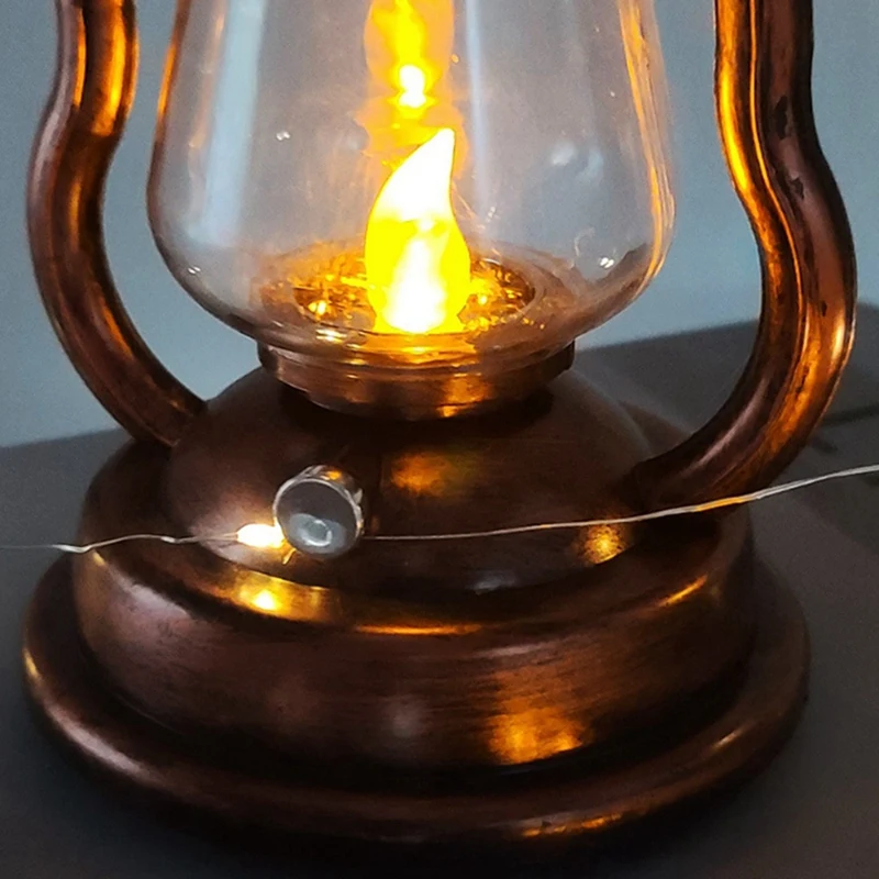 Lâmpada solar retro do óleo do diodo emissor de luz solar portátil da vela, lanterna pendurada exterior, decoração do jardim
