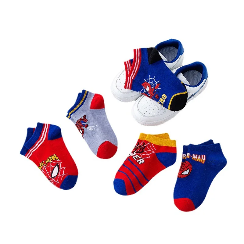 5 Pairs Children Socks Marvel Spiderman cartoon anime cotton Boys tube socks children Summer Autumn winter socks short baby sock