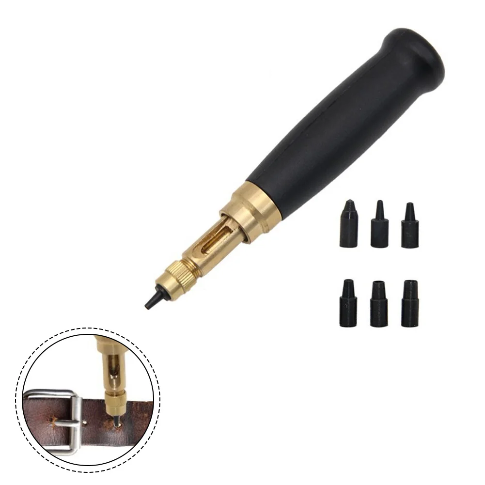 Perfurador de vários tamanhos com 7 pontas de 0,0 mm a 4 mm para artesanato em couro e perfuração de cinto de metal com remoção eficiente de viros