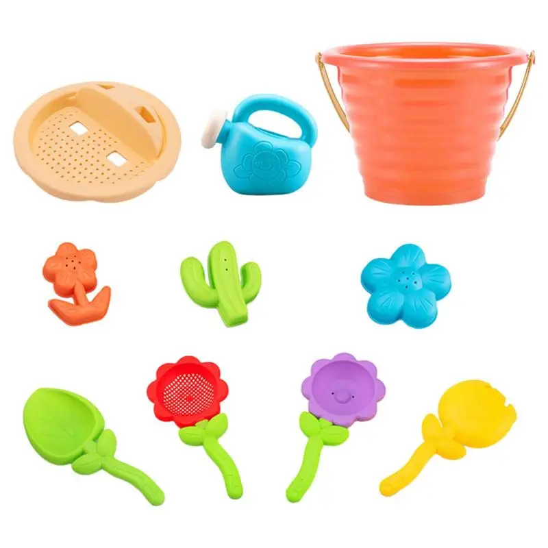 

10 Pcs Cartoon Beach Sand Toys Parent-child Interactive Outdoor Summer Beach Water Play Toy Bucket Shovel Molds Set Toy For Kids