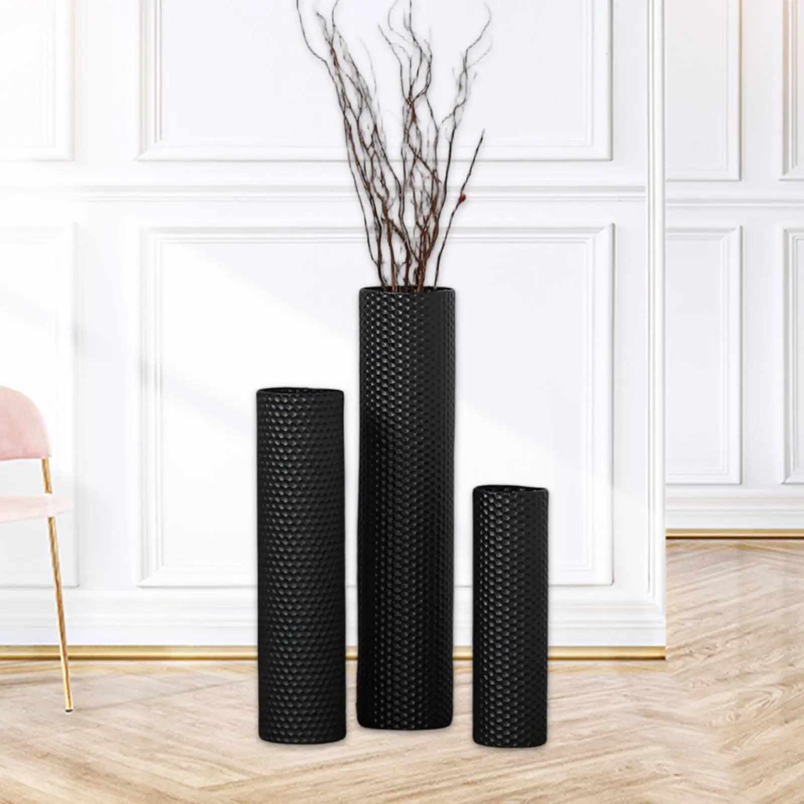 

Decorative Iron Floor Vases Honeycomb Texture Creative Vase Ornaments for Bedroom Kitchen Office