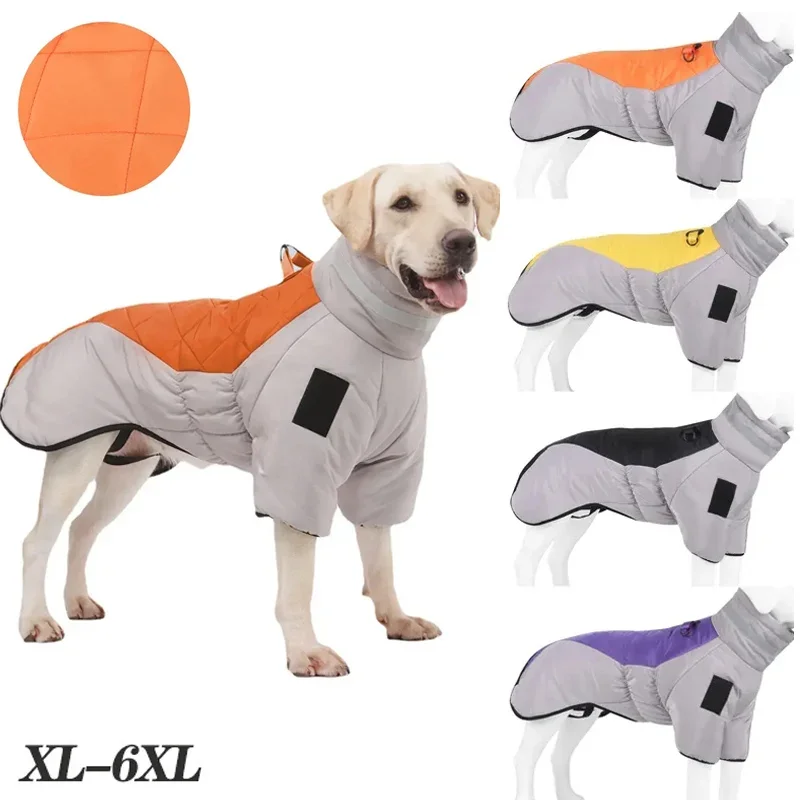 Winter Warm Big Dog Thicken Down Jacket Waterproof Large Dogs Clothes Reflective Pet Coat Labrador Costume Doberman Jumpsuit