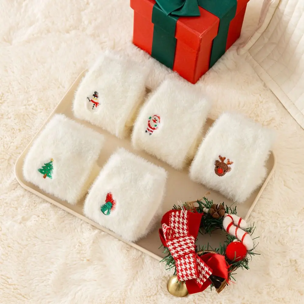 

Kawaii Mink Velvet Christmas Pattern Socks Sweat Absorption Winter Warm Fleece Warm Socks Soft White Winter Sleep Boot Socks