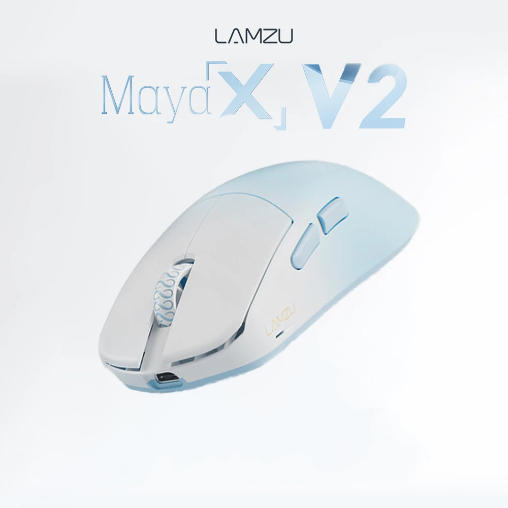 Mouse Sem Fio LAMZU Maya X V2 Dual Mode com Sensor Óptico 8K PAW NEXT, Bateria de Longa Duração, Mouse Gamer Ergonômico Leve de 47g