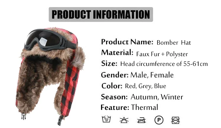 Winter Soviet  Hat Men Windproof Waterproof Women Outdoor Hat Thickened Ear Protection Russian Warm Ski Bomber Hat