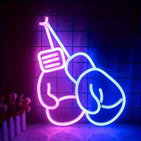 カラフルな LED ネオンライトボクシンググローブネオンライトジム装飾リビングルームゲーム迷路テーマパーティー誕生日ギフト