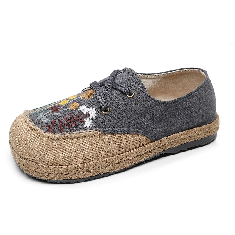 Spring Fashion Ethnic Style Women's Shoes Dandelion Embroidered Linen Shoes Tendon Bottom Hand-stitched Casual Cloth Shoes