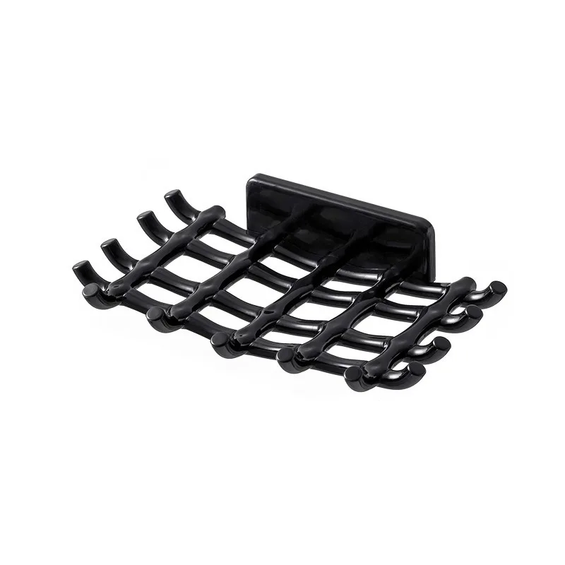 Non Perforated Wall Mounted Drip Water Soap Holder, Imitation Rattan Plastic Soap Box, Bathroom and Toilet, Nail Free Adhesive Soap Storage Rack
