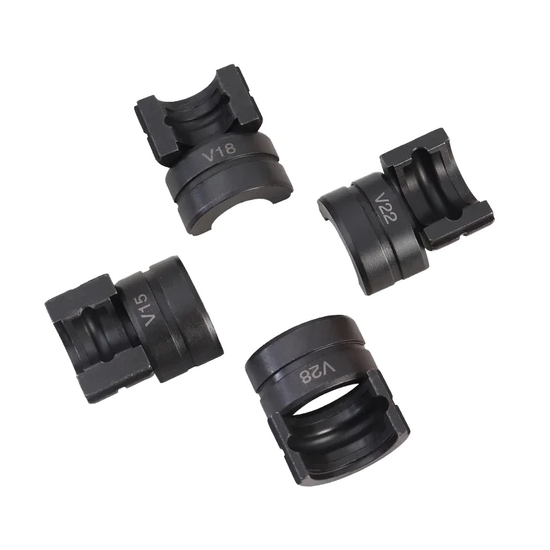 

5PCS VType Die Crimping Tool Stainless Steel Copper Tubes Electric Hydraulic Crimp Jaws Kit 15-28mm Sizes 10T Operating Black 1