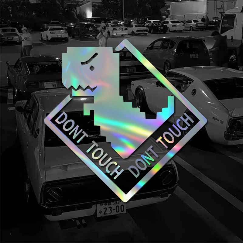 Retro Pixel Dinosaur Dont Touch Car Decal Trendy Unique Waterproof Vinyl Sticker For Auto Window Cool Personalized Vehicle Decor
