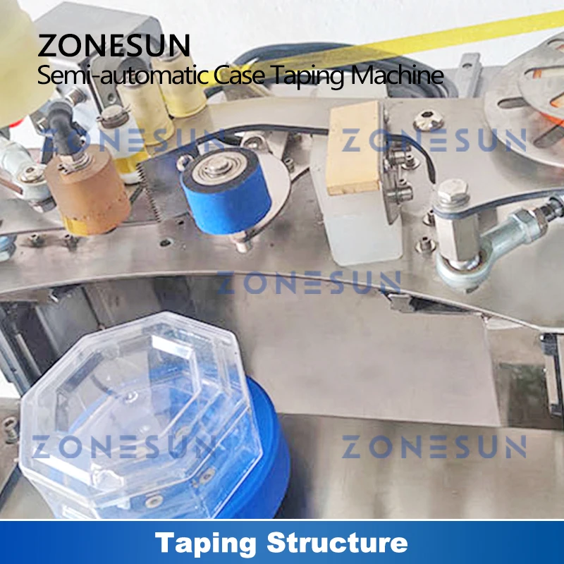 ZONESUN Case Sealing Machine Container Taping Around Equipment Dispenser Square Rectangle Round Box Biscuits Packaging ZS-FH020