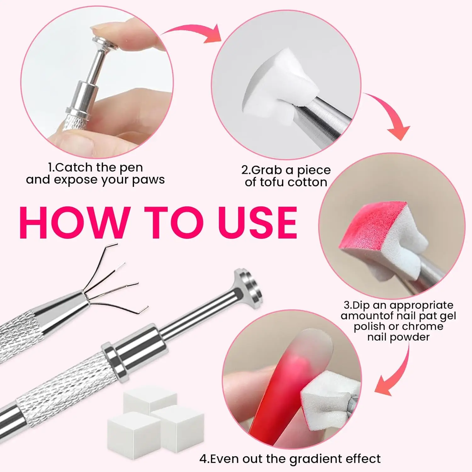 150 spugne per unghie morbide con agganciatore in metallo - Strumenti professionali per timbri per manicure Forniture per nail art Pennelli per design Ombre