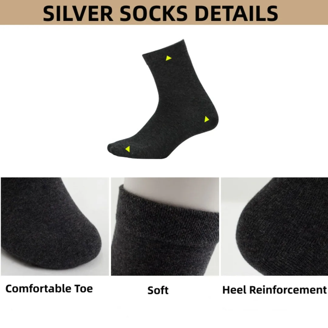 15% Pure Silver Infused Socks Anti-Odor & Anti-bacterial Moisture Wicking for Men Thermal Socks,3 Pairs