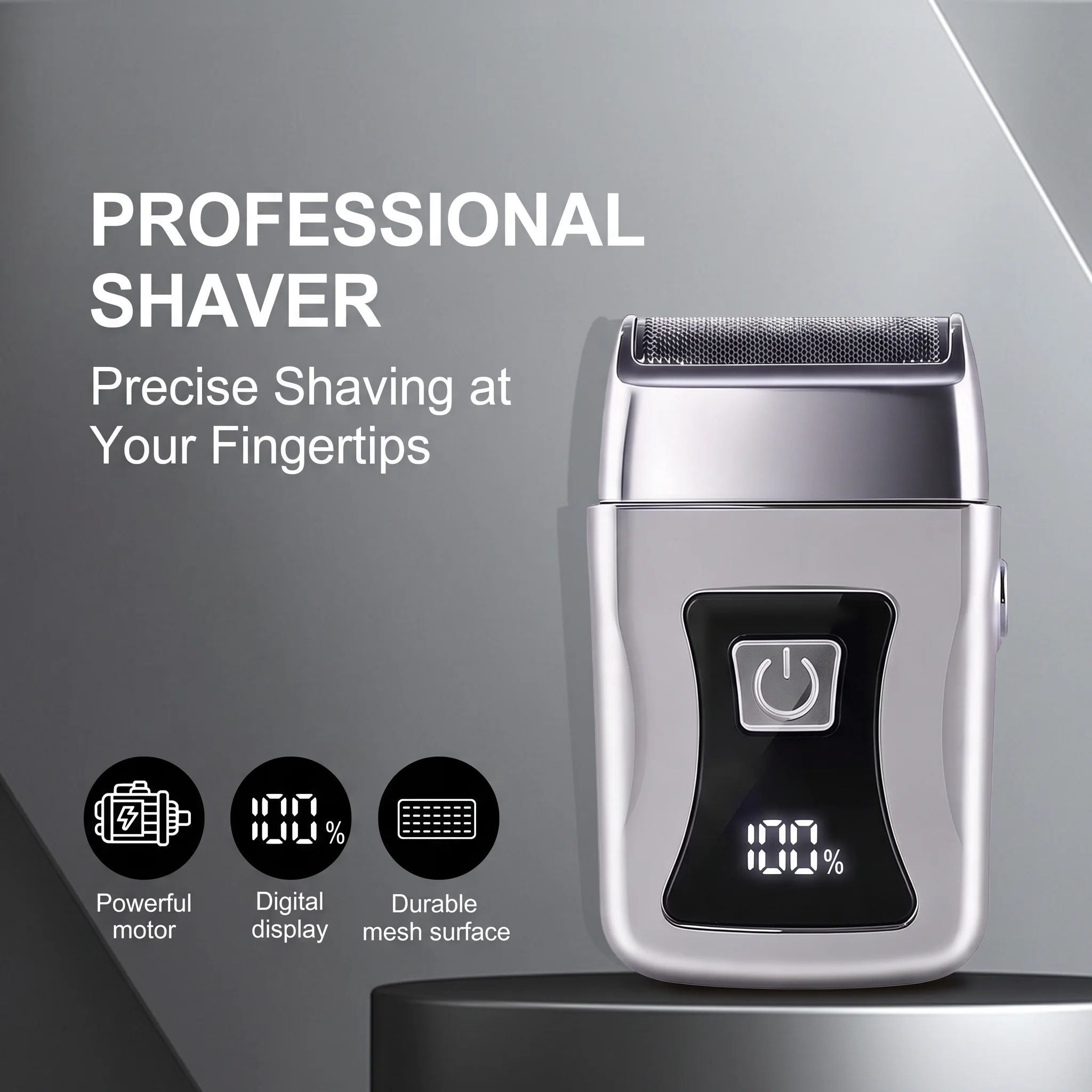 Lightweight Men Foil Shaver Rechargeable Electric Beard Razor Digital Screen for Precise Daily Shaving