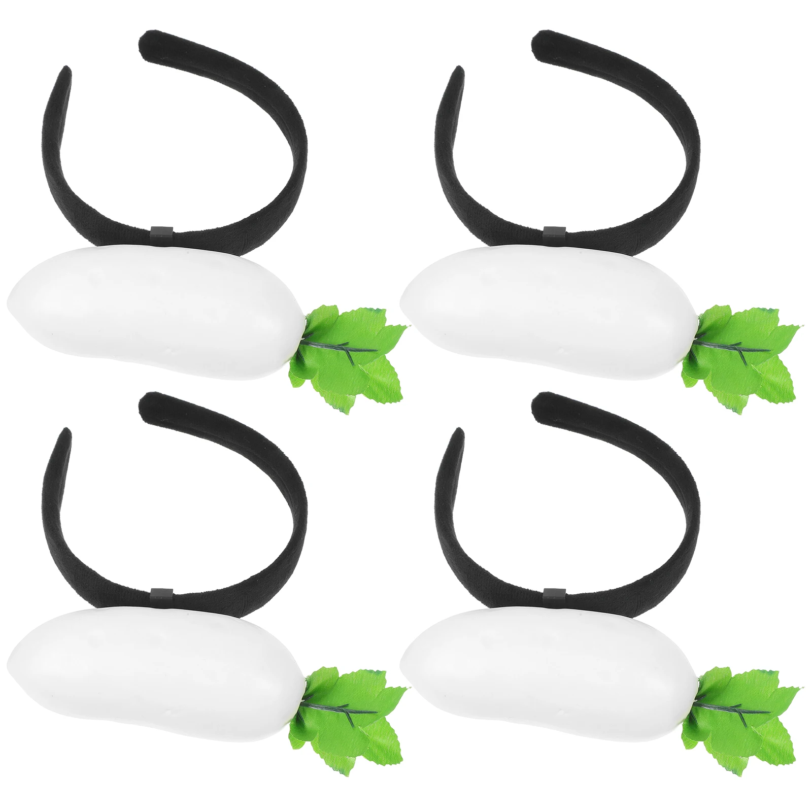 

4pcs Creative Vegetable Hairband Daikon Themed Headwear Funny Party Outfit Realistic Turnip Design Comfortable Fit