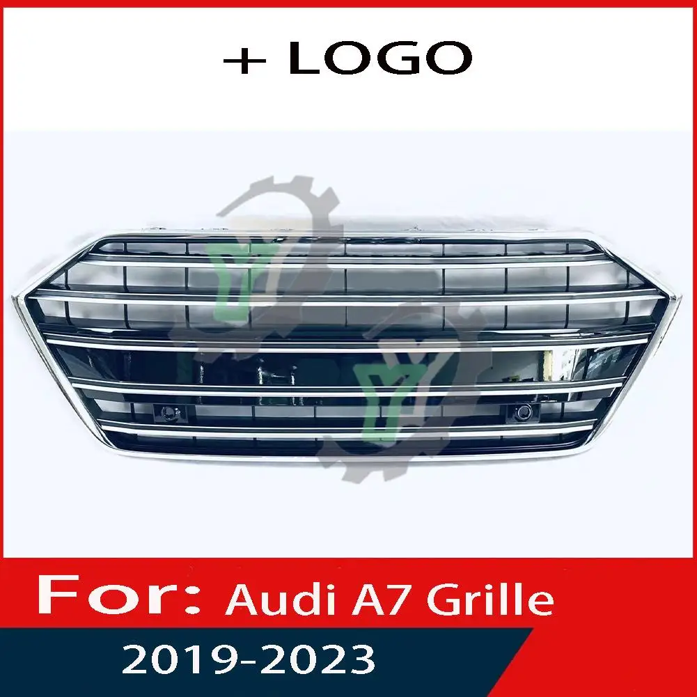 With ACC For Audi A7/A7L 2019 2020 2021 2022 2023 Car Front Bumper Grille Centre Panel Styling Upper Grill (Modify For S7 style)