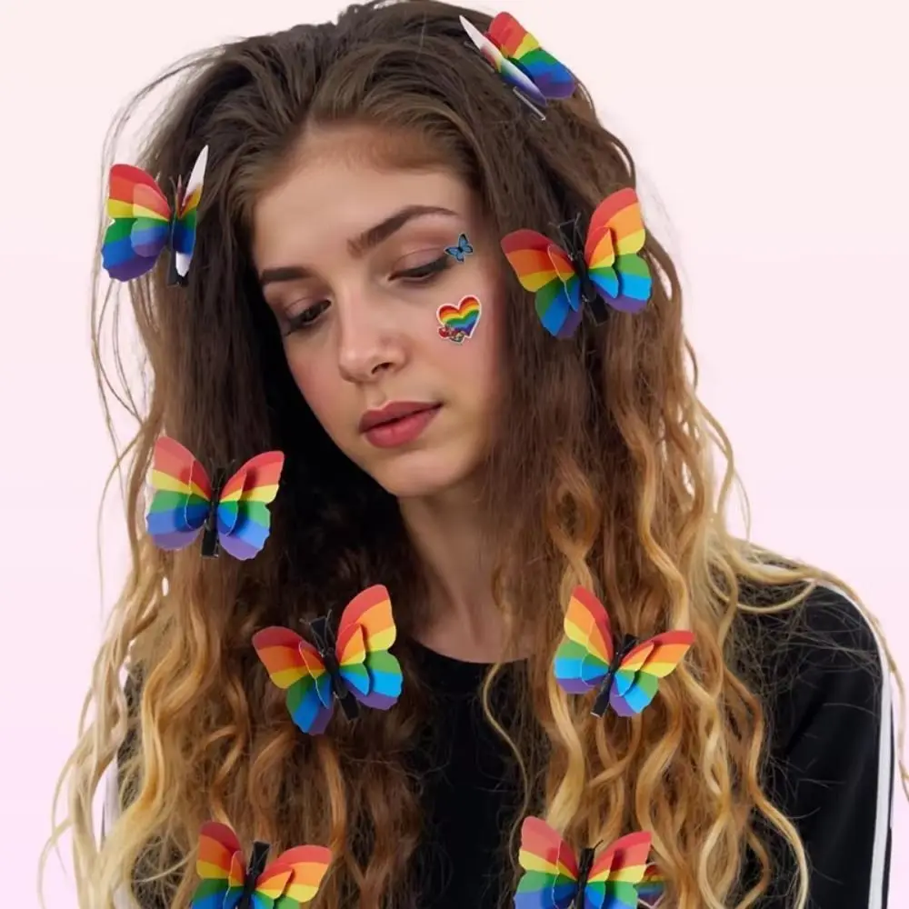 10Pcs/Set 3D Butterfly Hair Clip Colorful Portable Butterfly Hair Accessory Spring Clip Hairpins Butterfly Headpiece