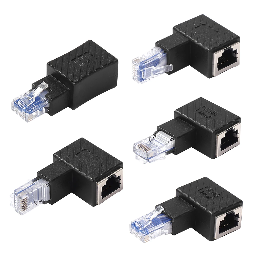 RJ45 ชายหญิง Converter 90 องศาอะแดปเตอร์ LAN Ethernet Connector
