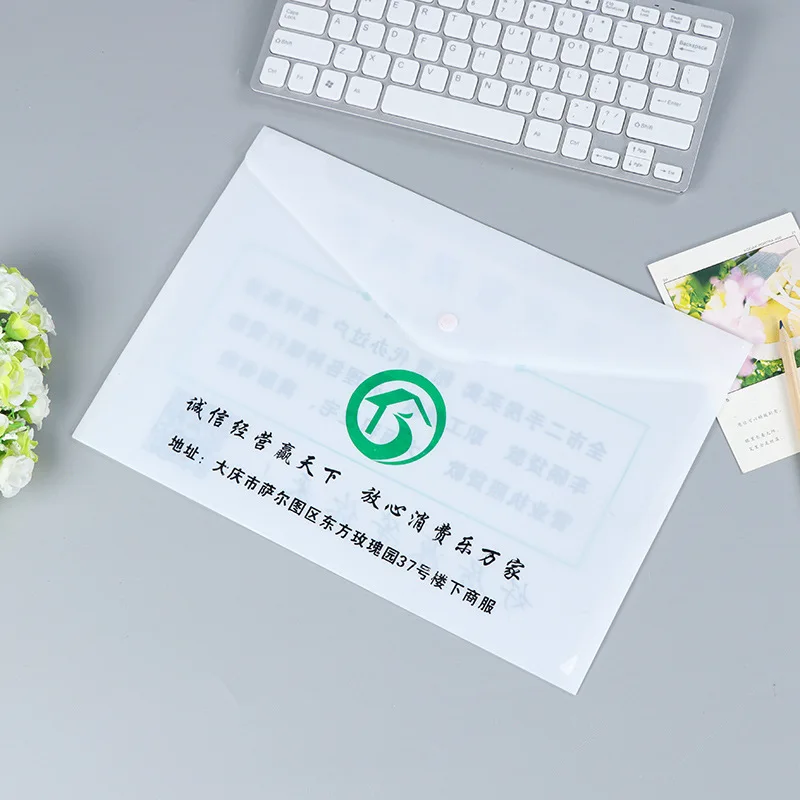 Custom. Factory Cartoon A4 Snap-Fastener File Bag Pp Plastic A5 File Bag Color Folder Printable