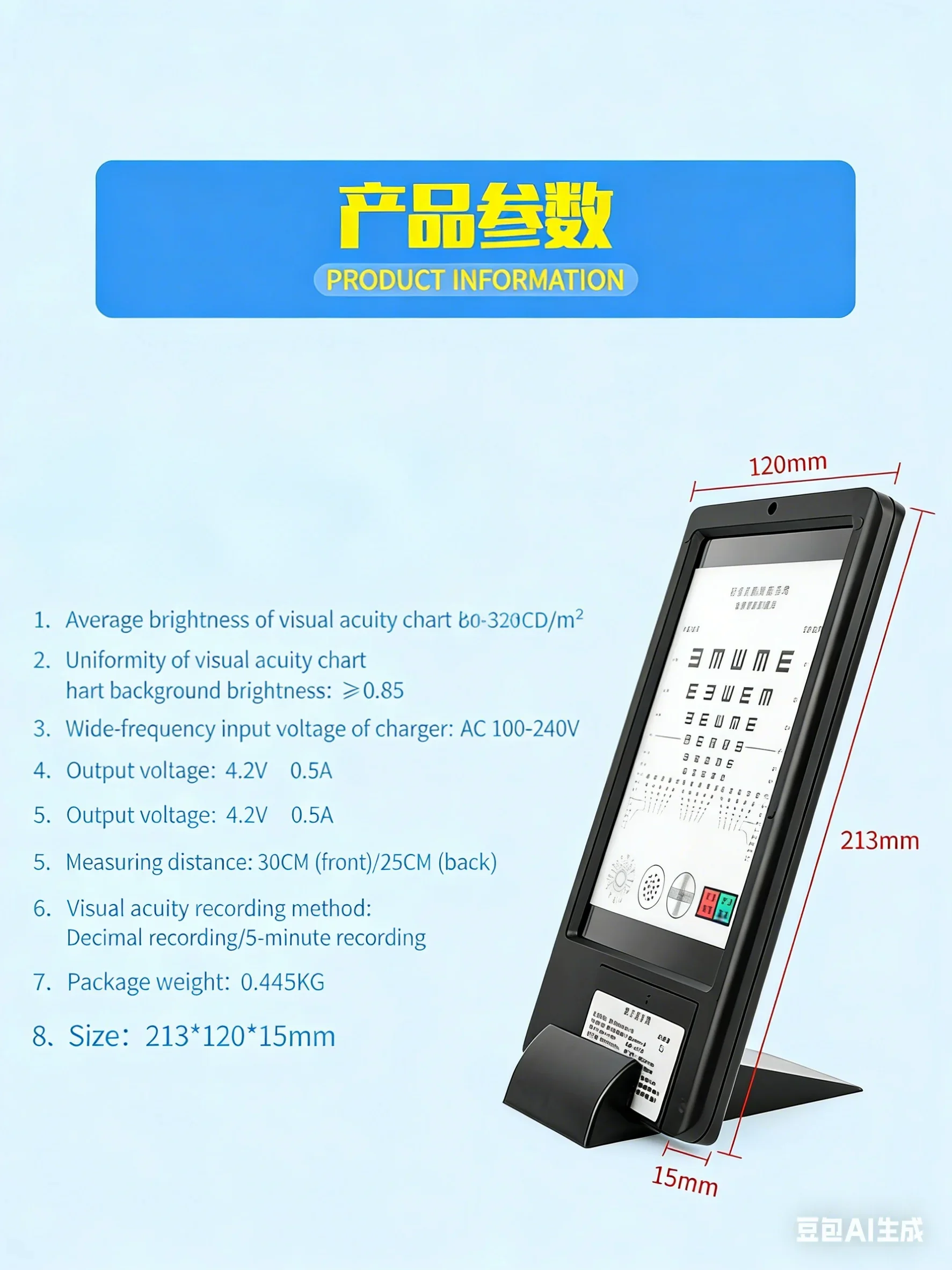 Near Eye Chart Multifunctional LED Double-Sided Presbyopia Eye Chart