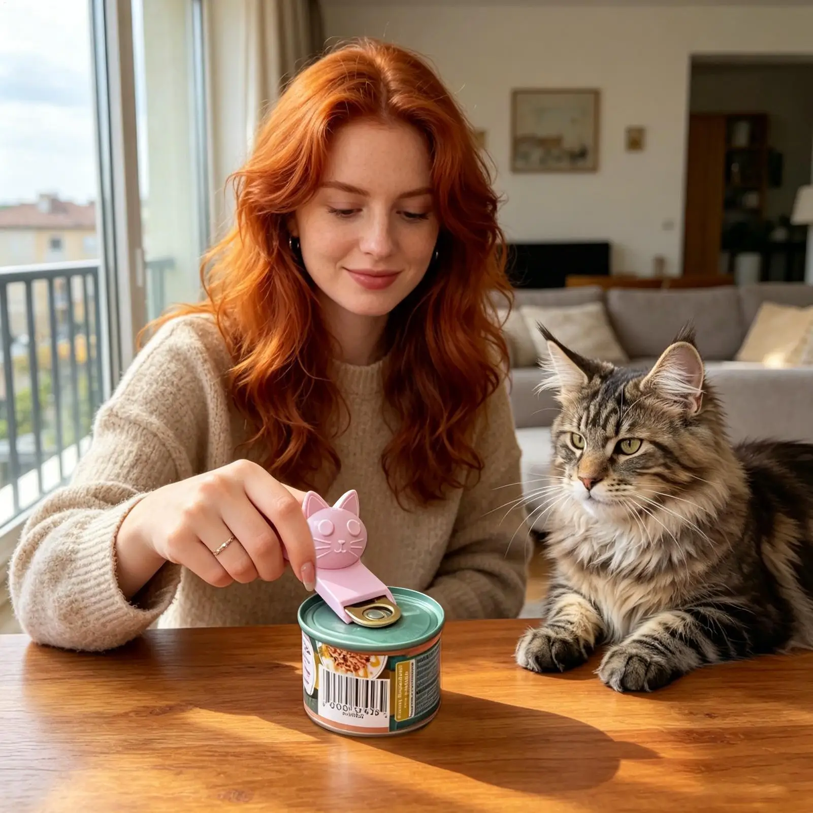 Cat Shape Can Opener 3D Printed Manual Jar Opener Cute appearance Multi-Purpose Tool Portable For Pet Food Home Restaurant ﻿